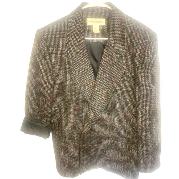 Vintage Norton McNaughton Blazer 16 Gray Wool Double Breasted  Dark Academia - Picture 1 of 8